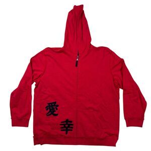 Chico's Hoodie Men's XL Red Full Zip Love Knit Transition Long Sleeve Outdoor